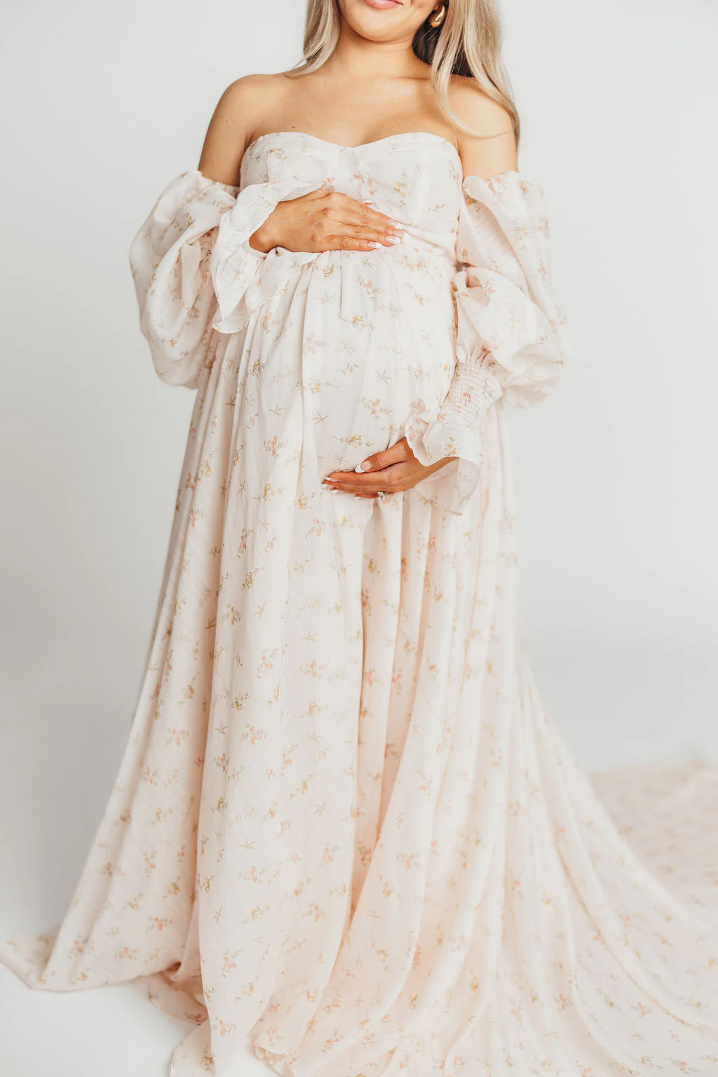 Delilah Maxi Dress with Train in Peach - Bump Friendly (XS-3XL) - Image 31