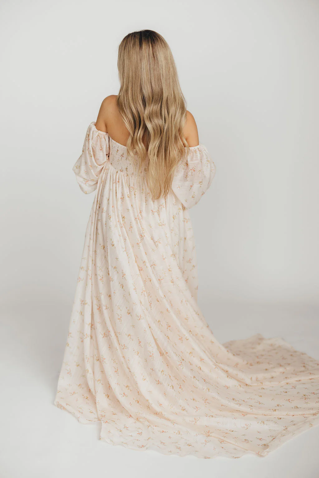 Delilah Maxi Dress with Train in Peach - Bump Friendly (XS-3XL) - Image 34