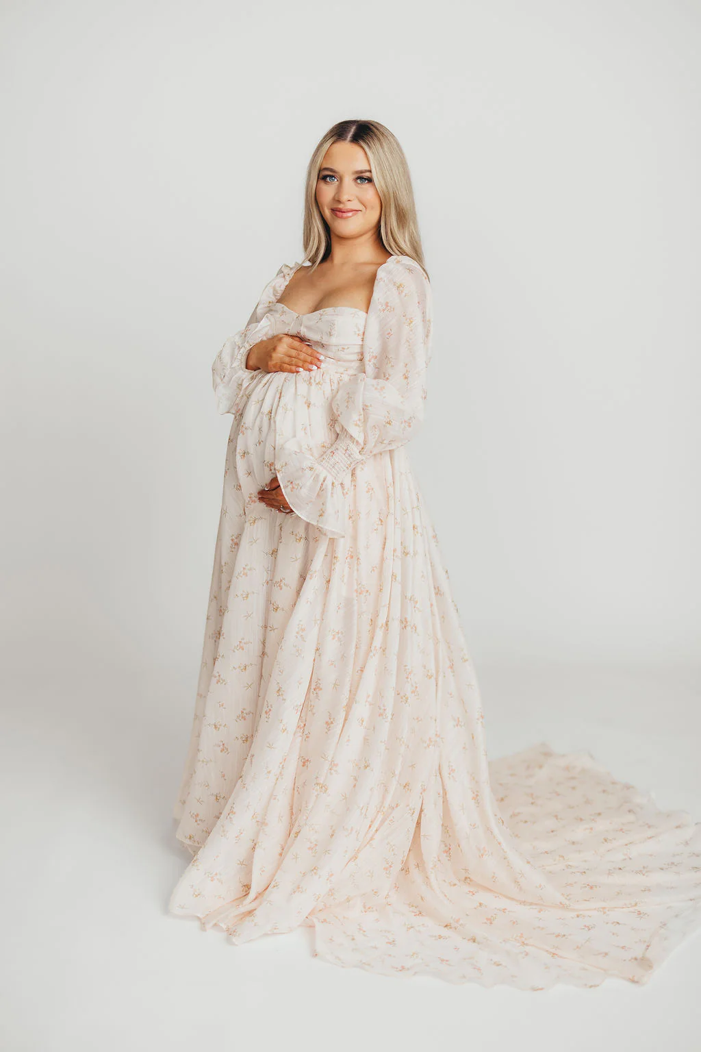 Delilah Maxi Dress with Train in Peach - Bump Friendly (XS-3XL) - Image 37