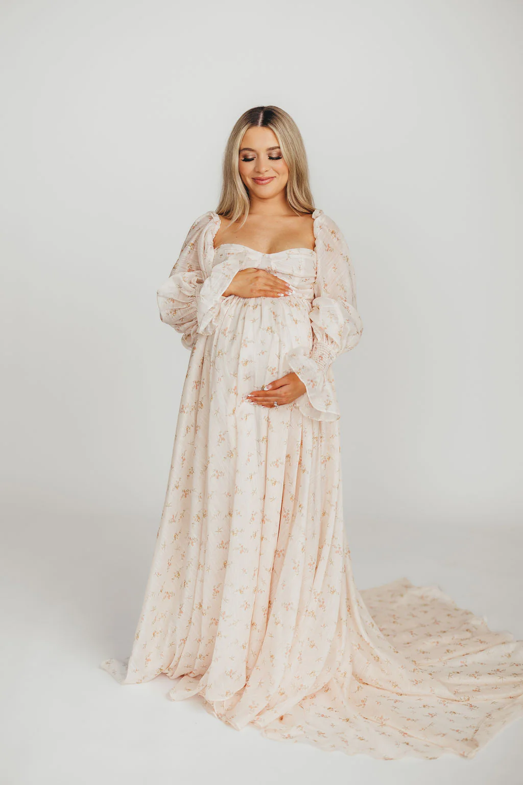 Delilah Maxi Dress with Train in Peach - Bump Friendly (XS-3XL) - Image 40