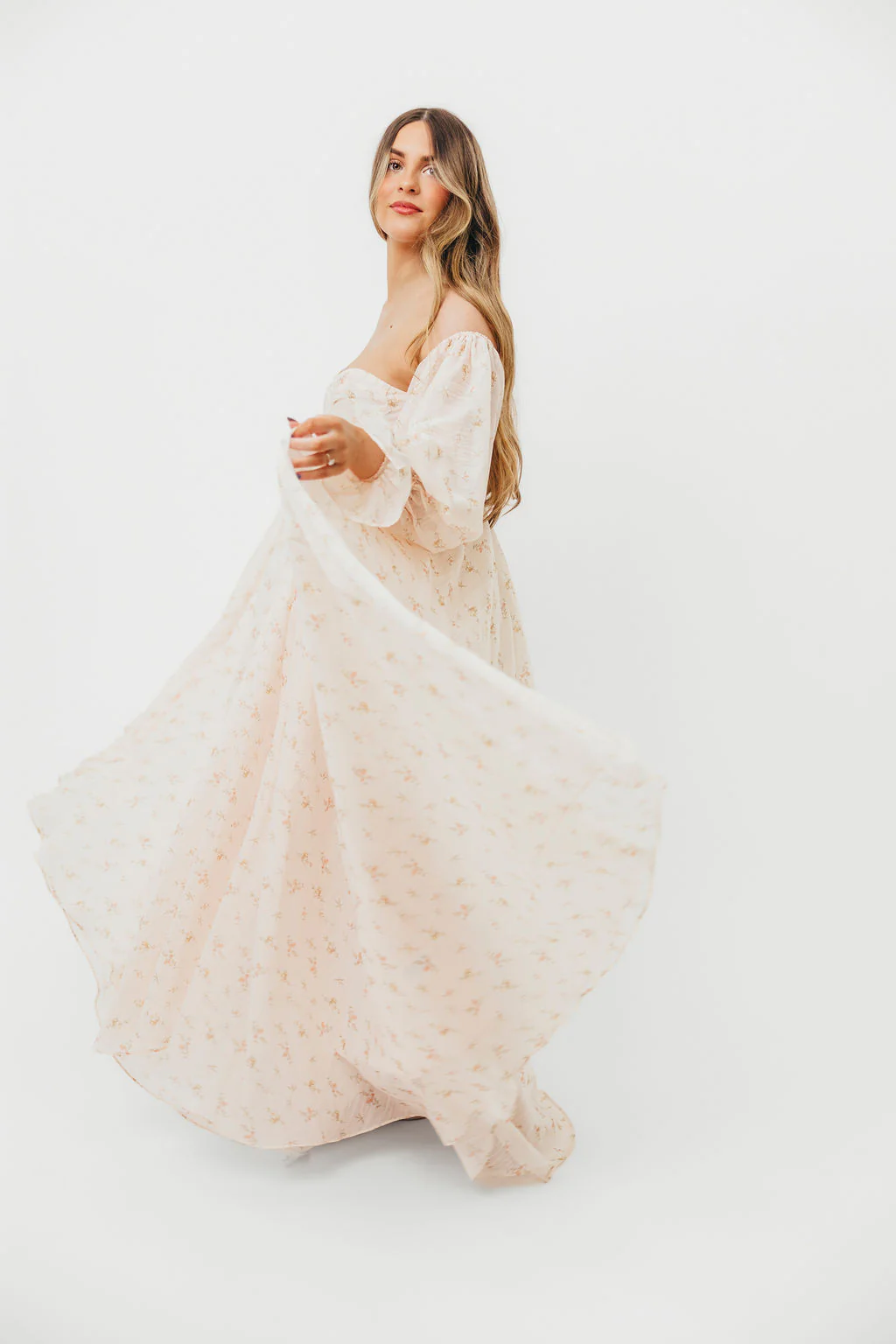 Delilah Maxi Dress with Train in Peach - Bump Friendly (XS-3XL) - Image 42