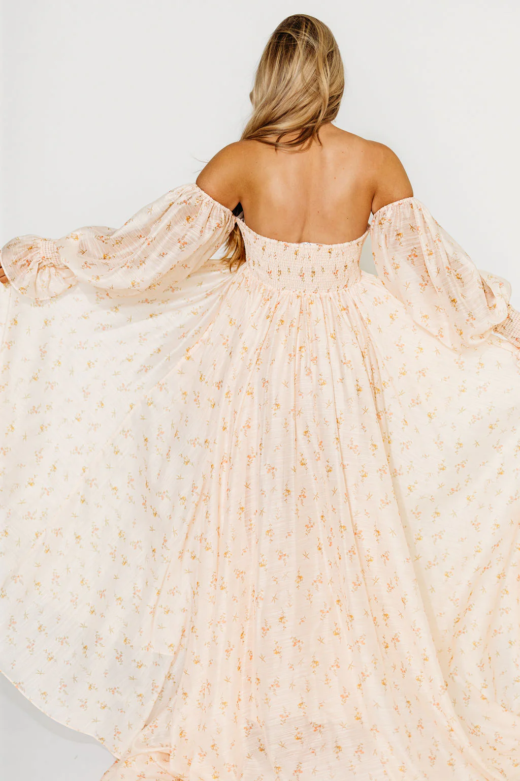 Delilah Maxi Dress with Train in Peach - Bump Friendly (XS-3XL) - Image 49