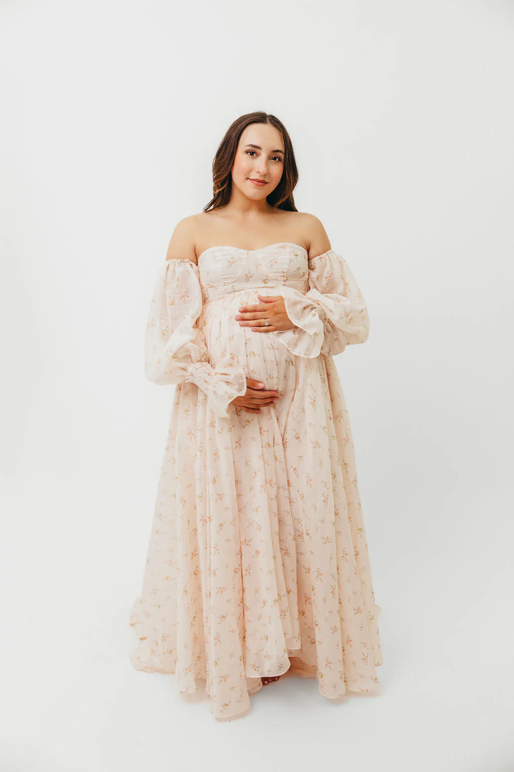 Delilah Maxi Dress with Train in Peach - Bump Friendly (XS-3XL) - Image 52
