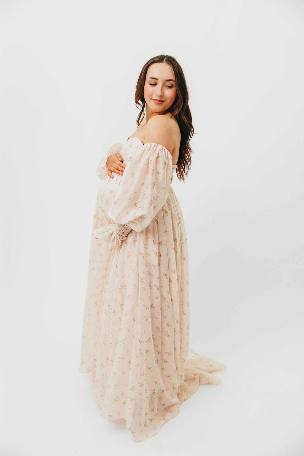 Delilah Maxi Dress with Train in Peach - Bump Friendly (XS-3XL) - Image 53