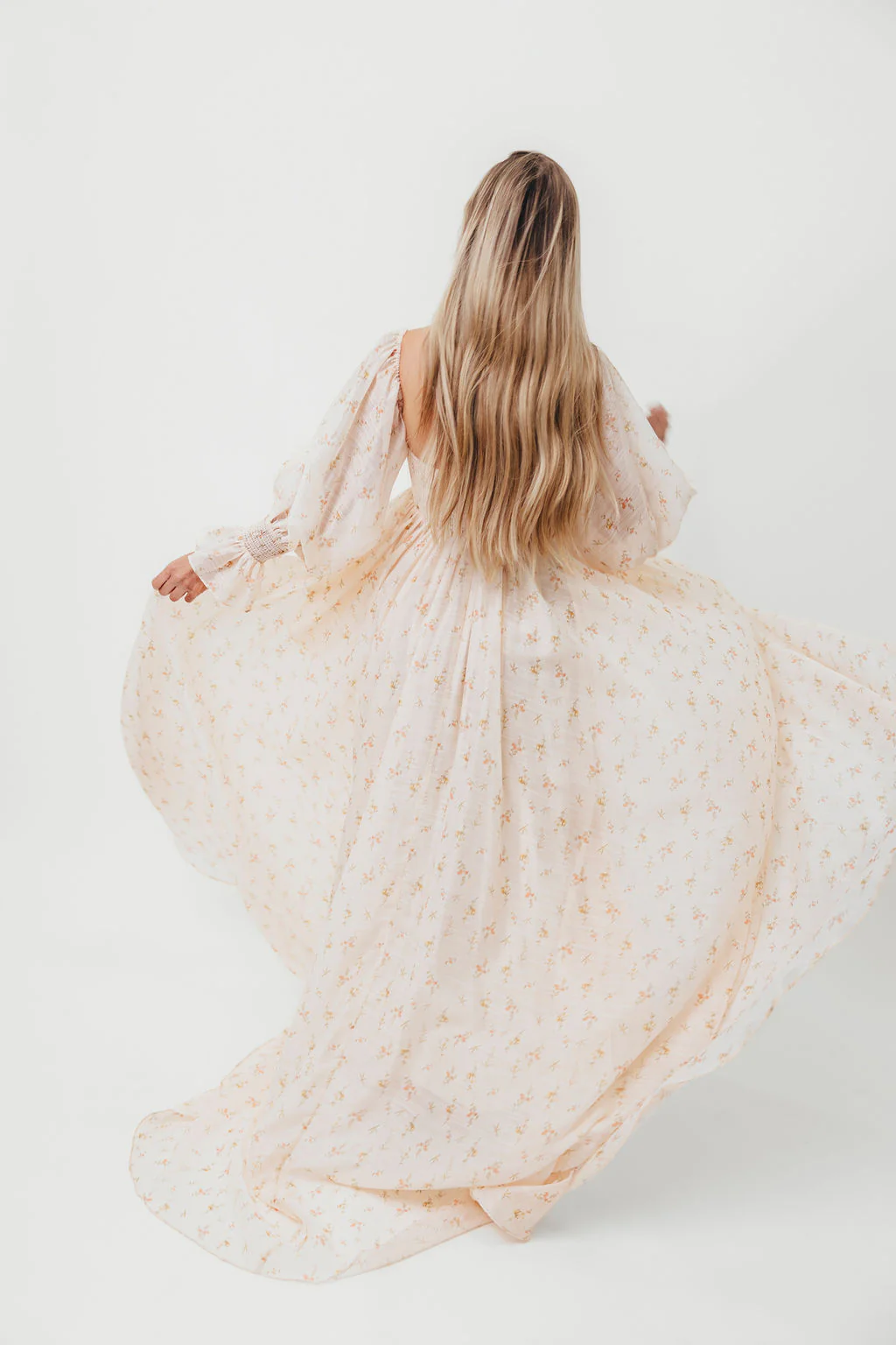 Delilah Maxi Dress with Train in Peach - Bump Friendly (XS-3XL) - Image 6