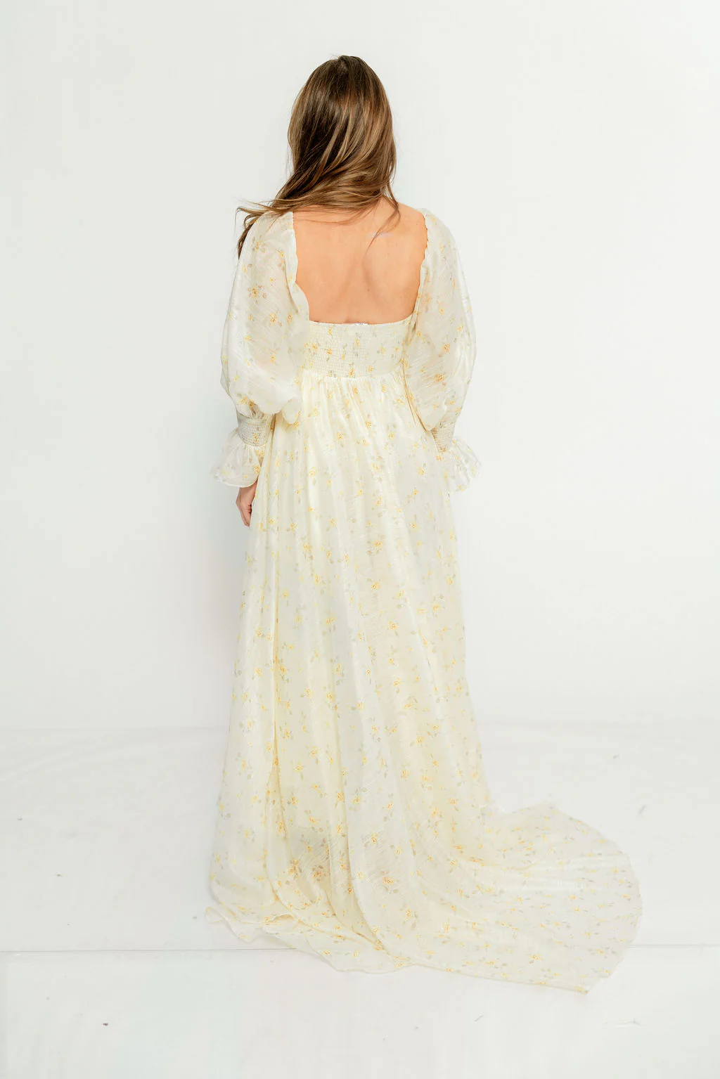 Delilah Maxi Dress with Train in Butter Yellow - Bump Friendly - Image 11