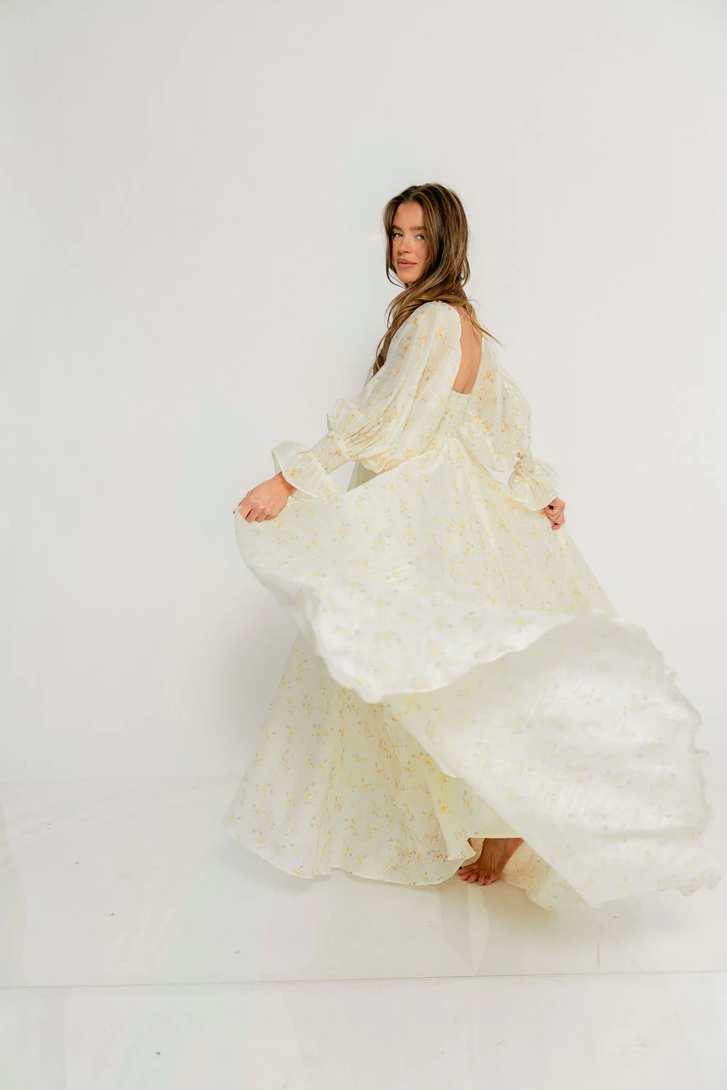 Delilah Maxi Dress with Train in Butter Yellow - Bump Friendly - Image 13