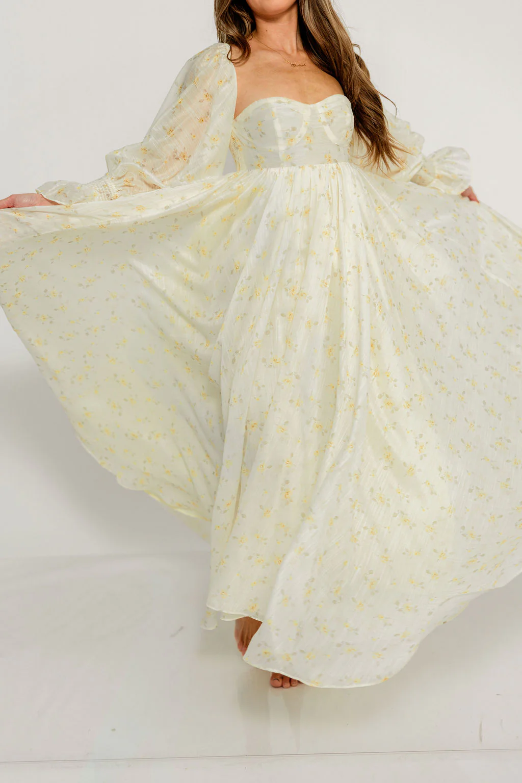 Delilah Maxi Dress with Train in Butter Yellow - Bump Friendly - Image 14