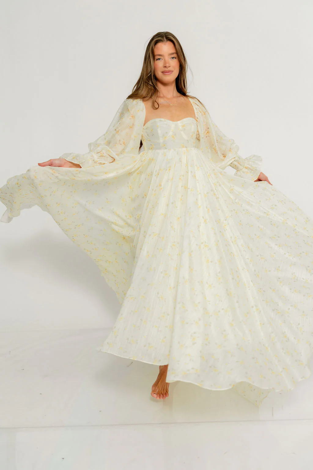 Delilah Maxi Dress with Train in Butter Yellow - Bump Friendly - Image 15