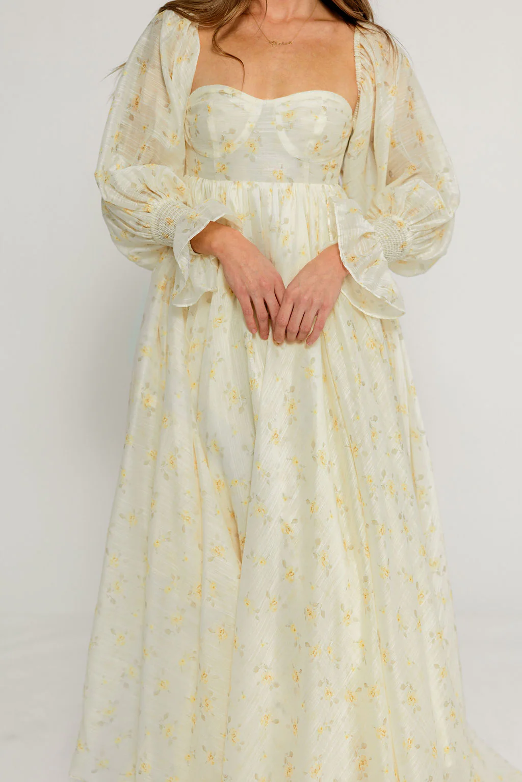 Delilah Maxi Dress with Train in Butter Yellow - Bump Friendly - Image 17