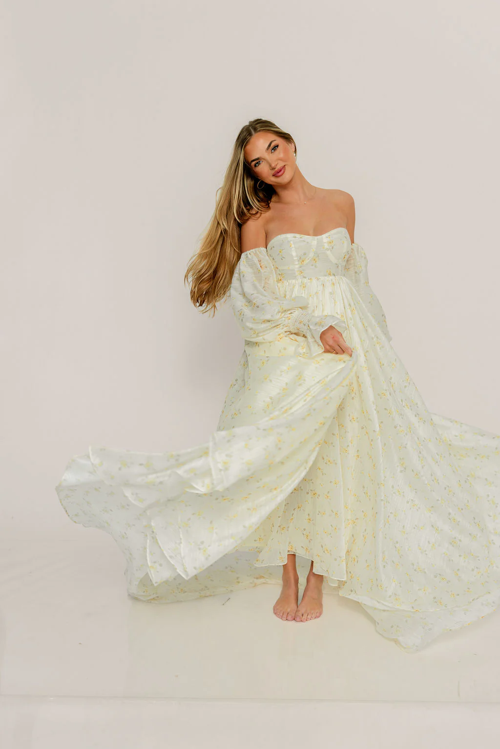 Delilah Maxi Dress with Train in Butter Yellow - Bump Friendly - Image 20