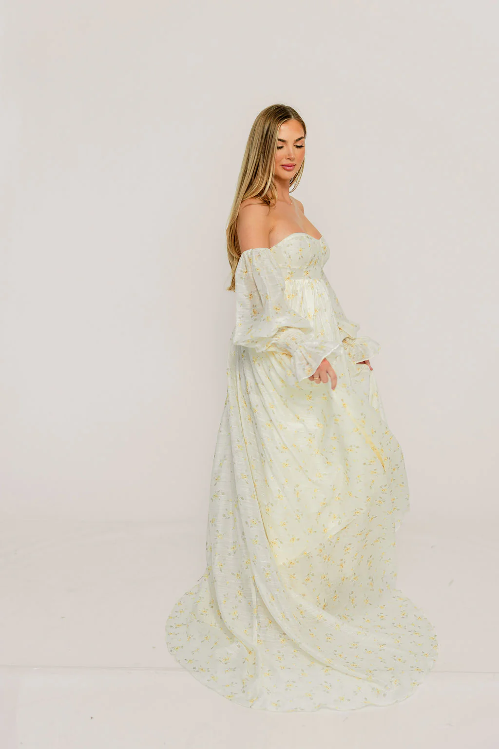 Delilah Maxi Dress with Train in Butter Yellow - Bump Friendly - Image 23
