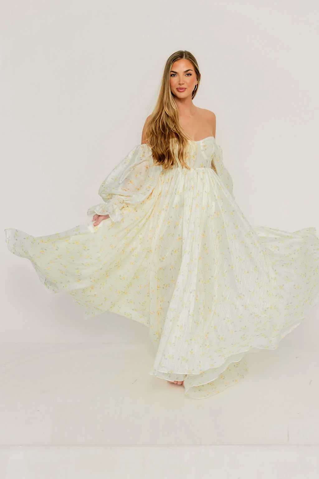 Delilah Maxi Dress with Train in Butter Yellow - Bump Friendly - Image 25