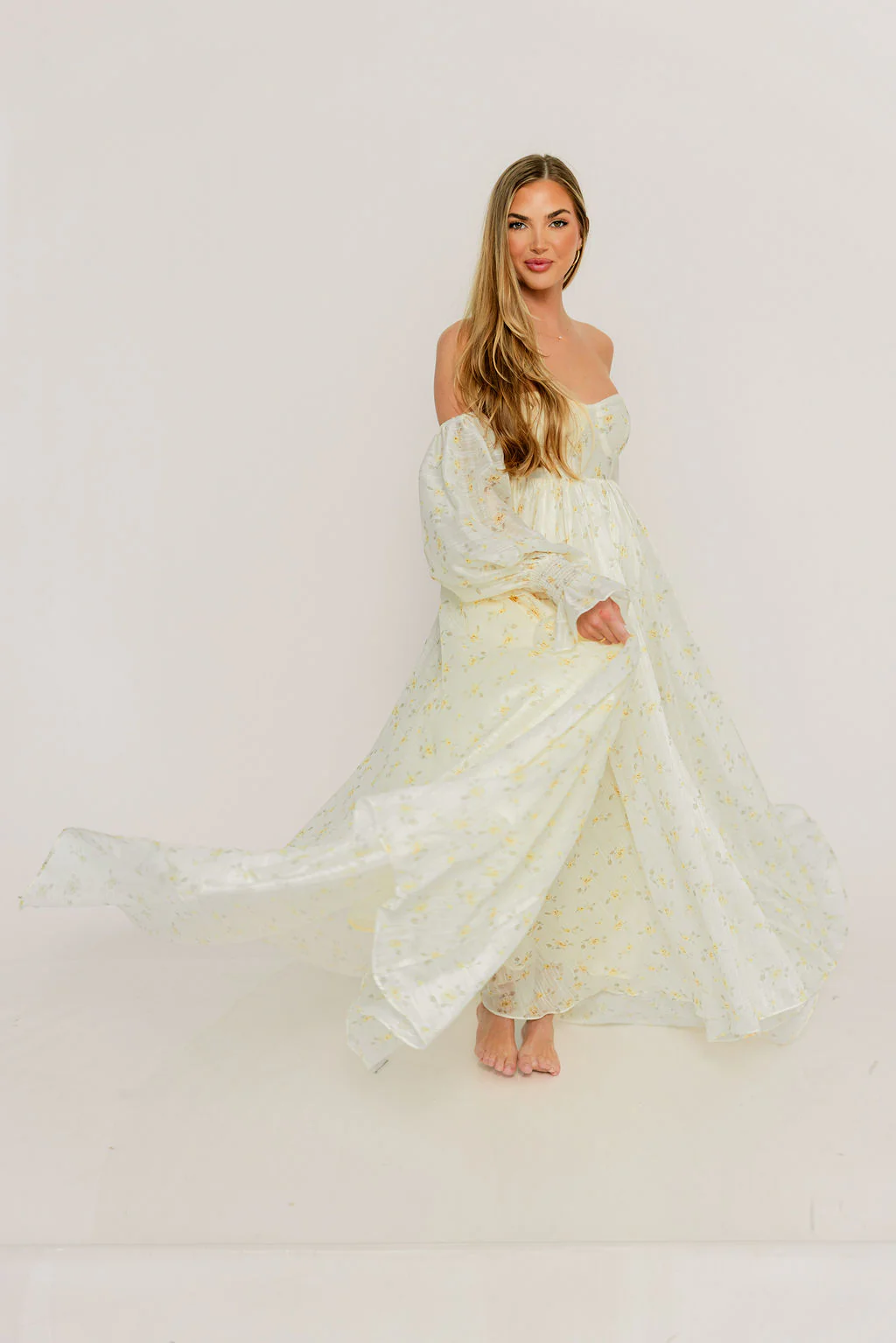 Delilah Maxi Dress with Train in Butter Yellow - Bump Friendly - Image 26