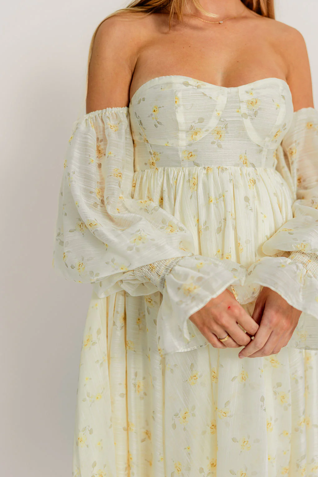 Delilah Maxi Dress with Train in Butter Yellow - Bump Friendly - Image 27