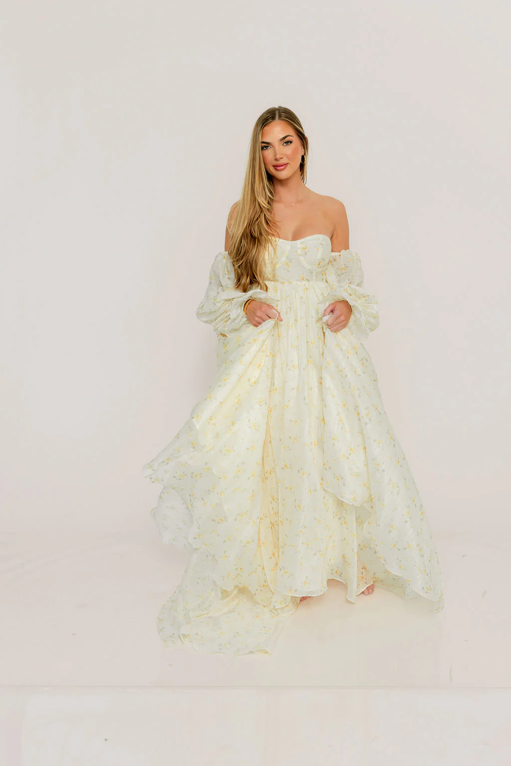 Delilah Maxi Dress with Train in Butter Yellow - Bump Friendly - Image 28