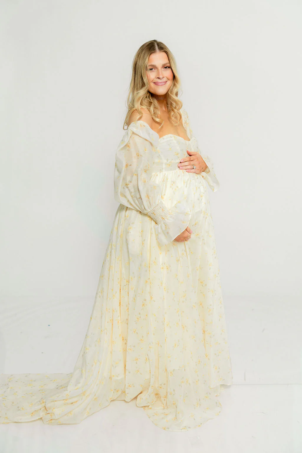 Delilah Maxi Dress with Train in Butter Yellow - Bump Friendly - Image 5