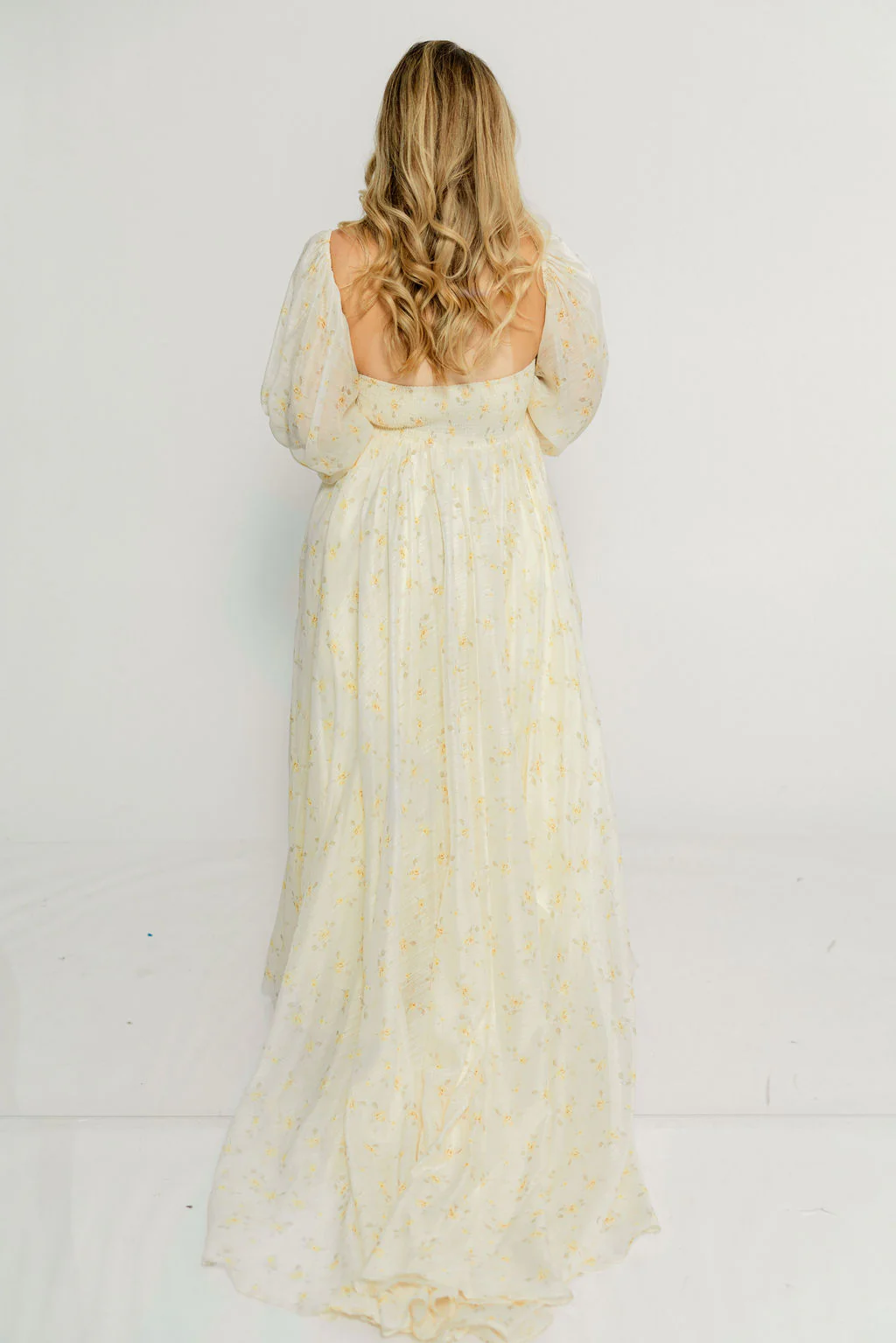 Delilah Maxi Dress with Train in Butter Yellow - Bump Friendly - Image 6