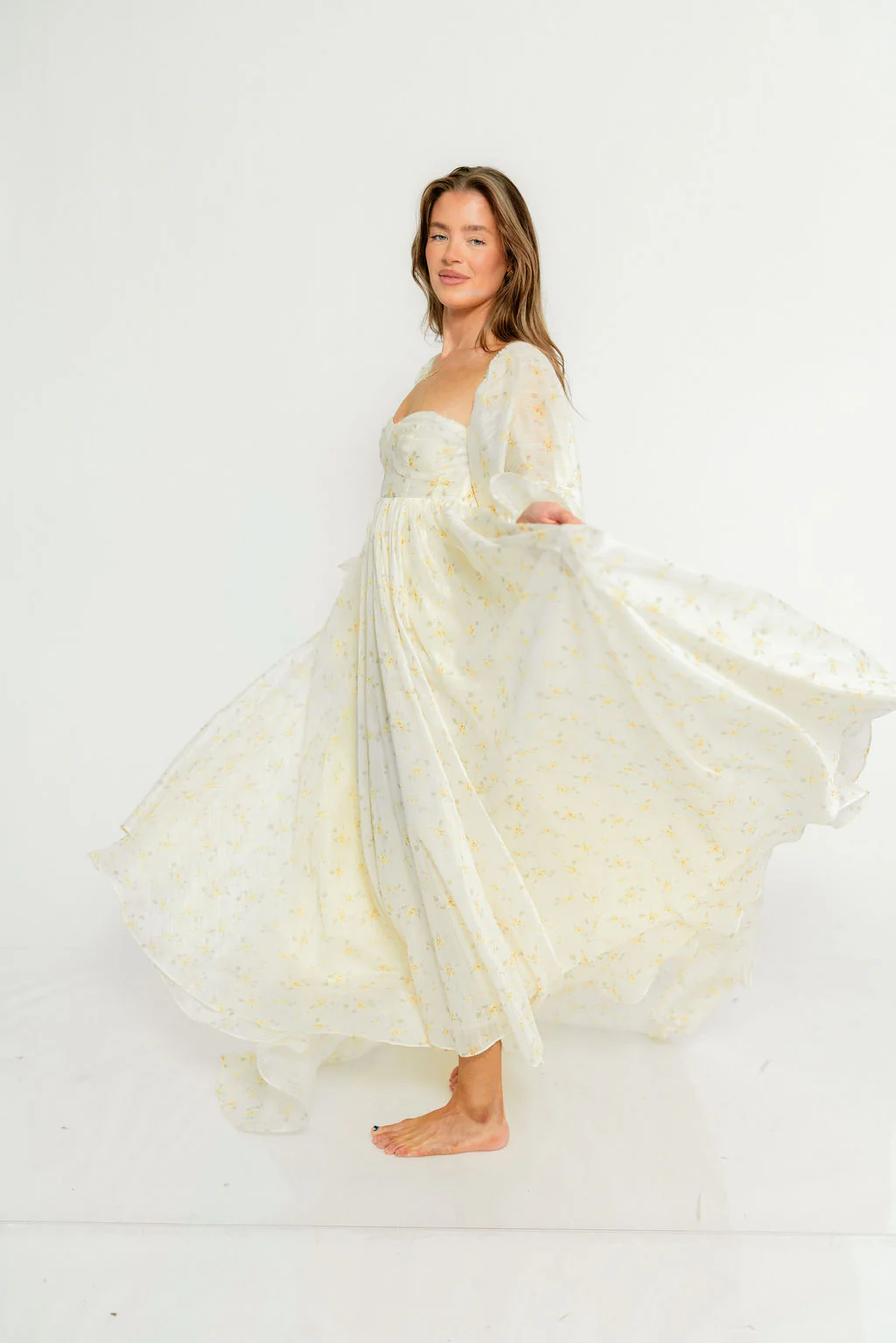 Delilah Maxi Dress with Train in Butter Yellow - Bump Friendly - Image 9