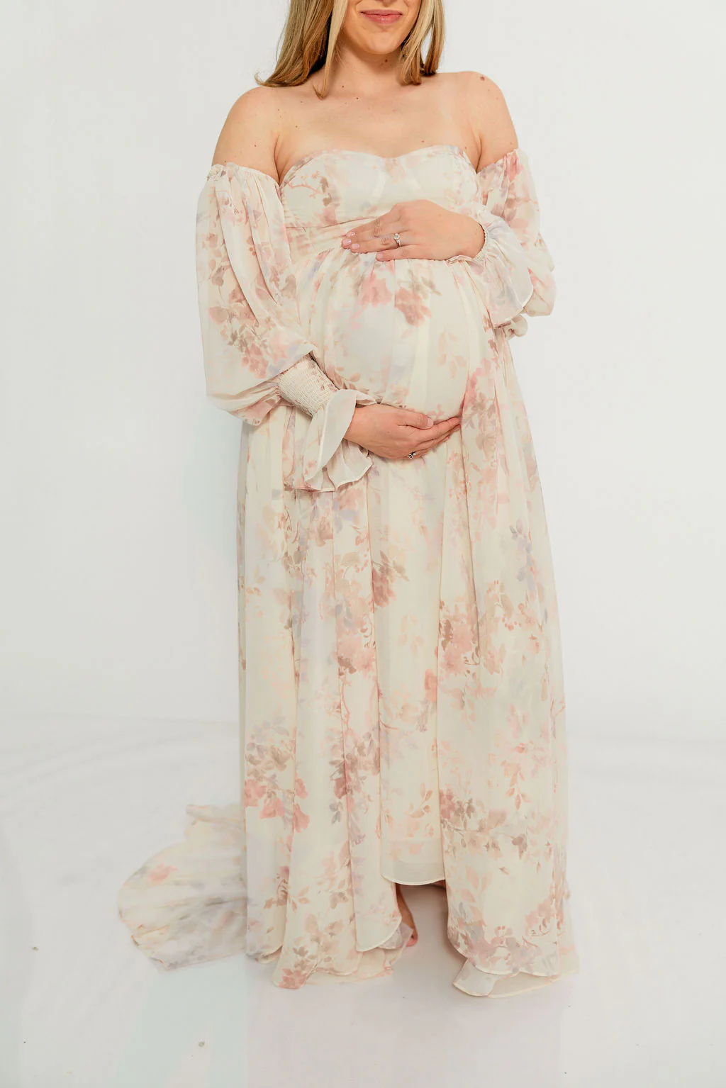 Delilah Maxi Dress with Train in Ivory - Bump Friendly - Image 11