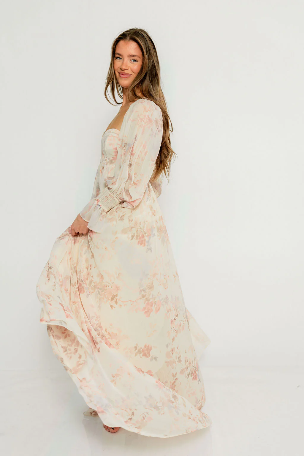 Delilah Maxi Dress with Train in Ivory - Bump Friendly - Image 14