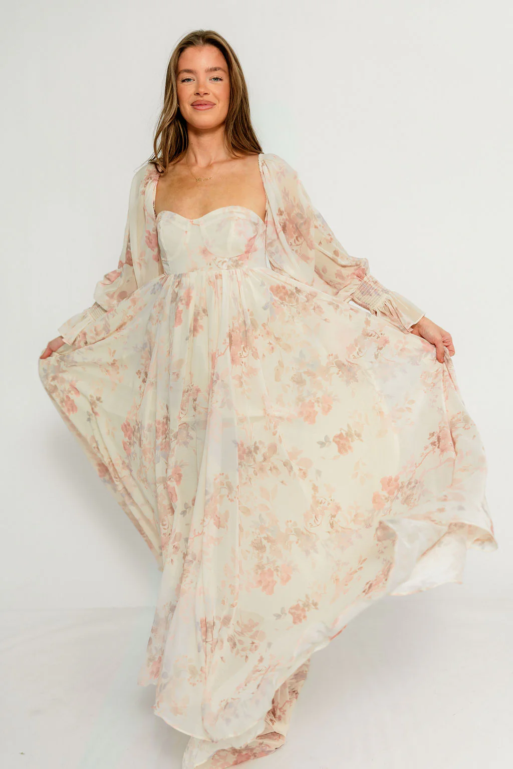Delilah Maxi Dress with Train in Ivory - Bump Friendly - Image 15