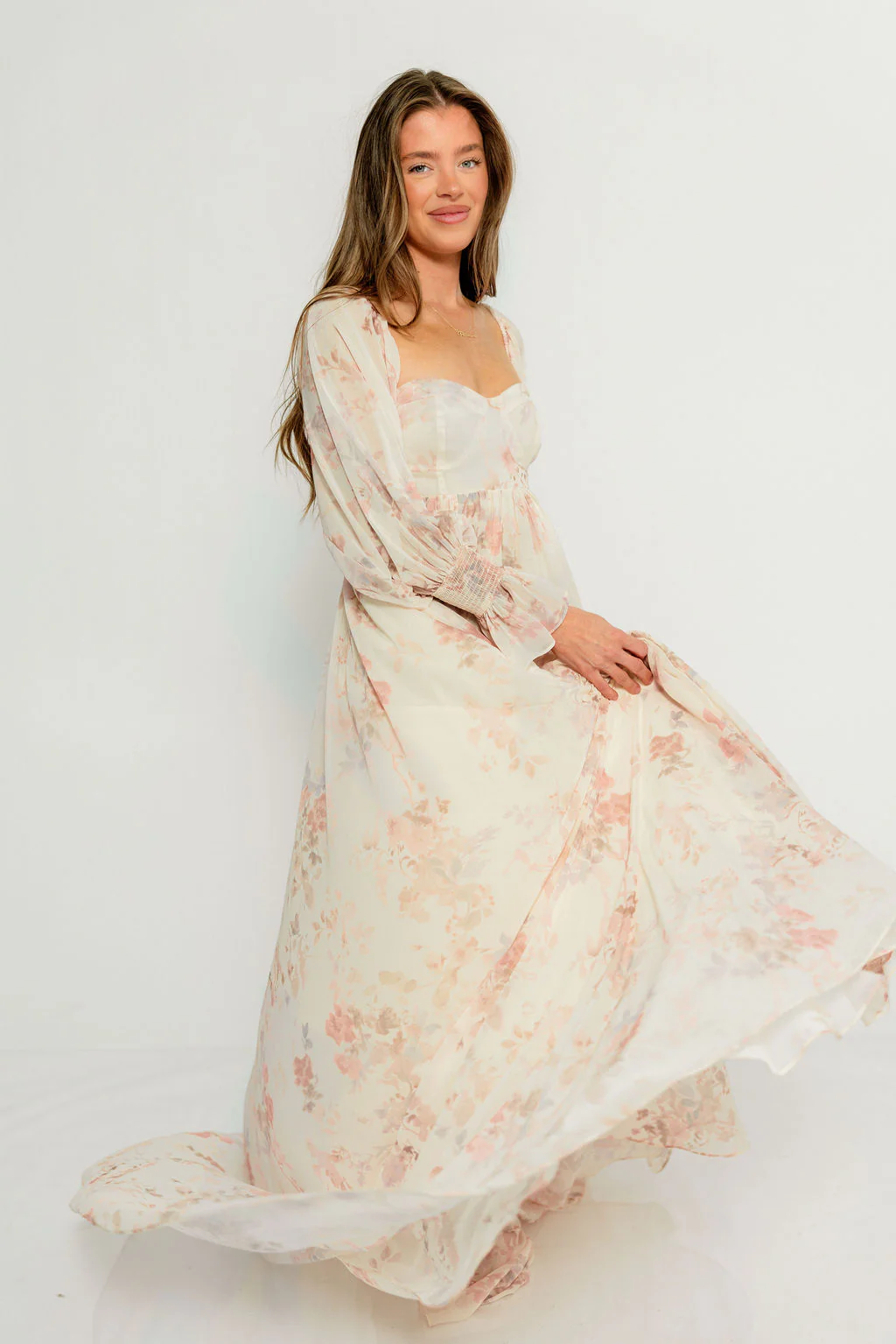 Delilah Maxi Dress with Train in Ivory - Bump Friendly - Image 16