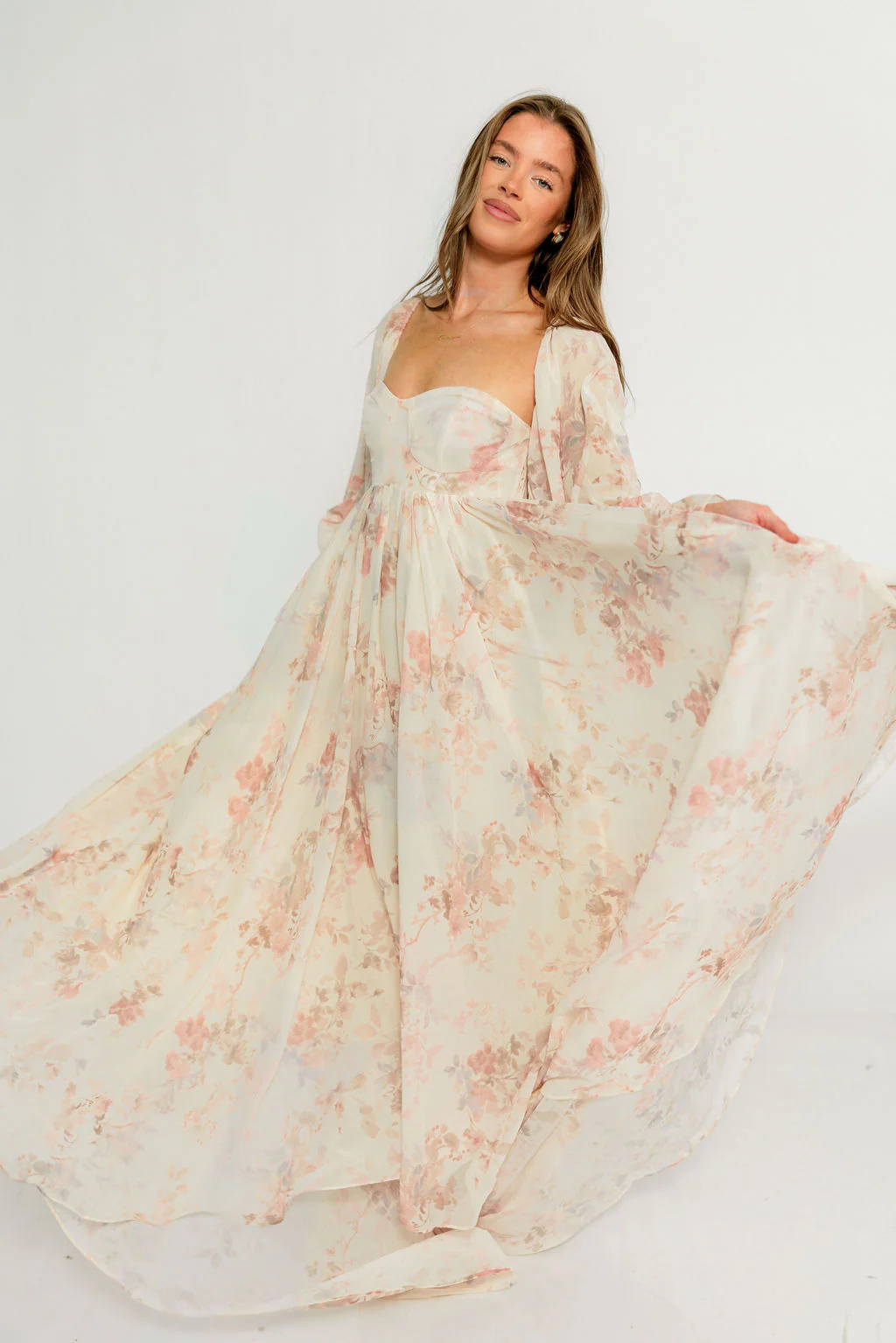 Delilah Maxi Dress with Train in Ivory - Bump Friendly - Image 17