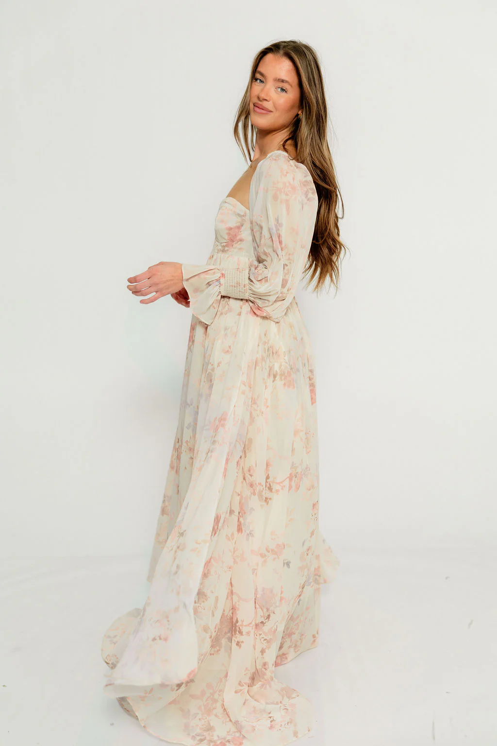 Delilah Maxi Dress with Train in Ivory - Bump Friendly - Image 18