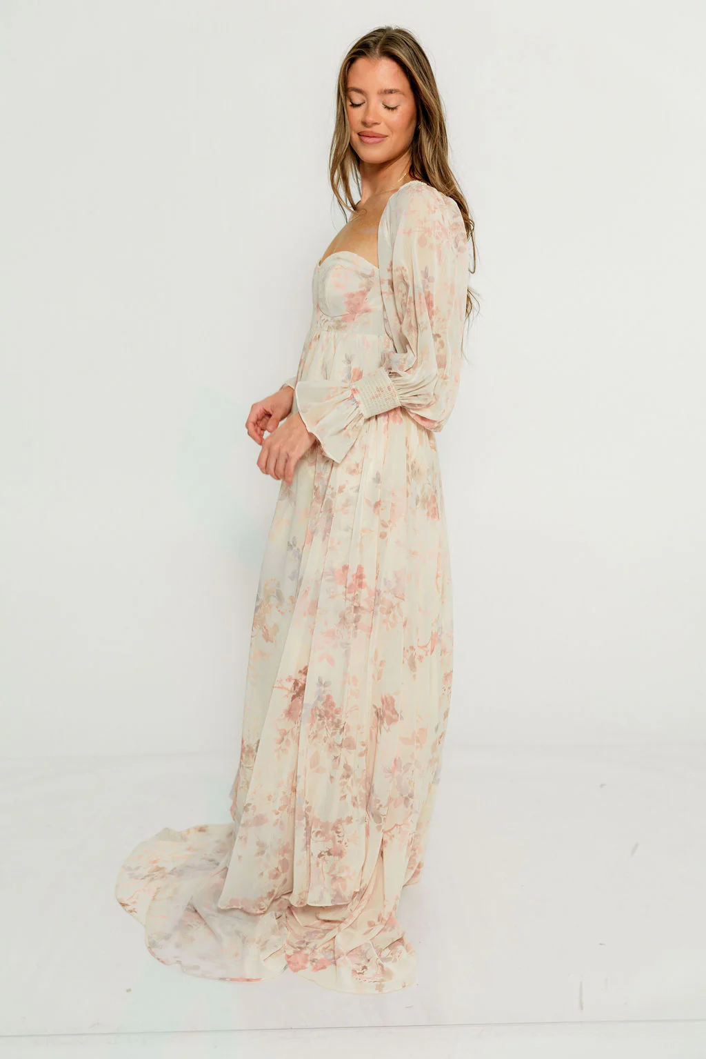 Delilah Maxi Dress with Train in Ivory - Bump Friendly - Image 19