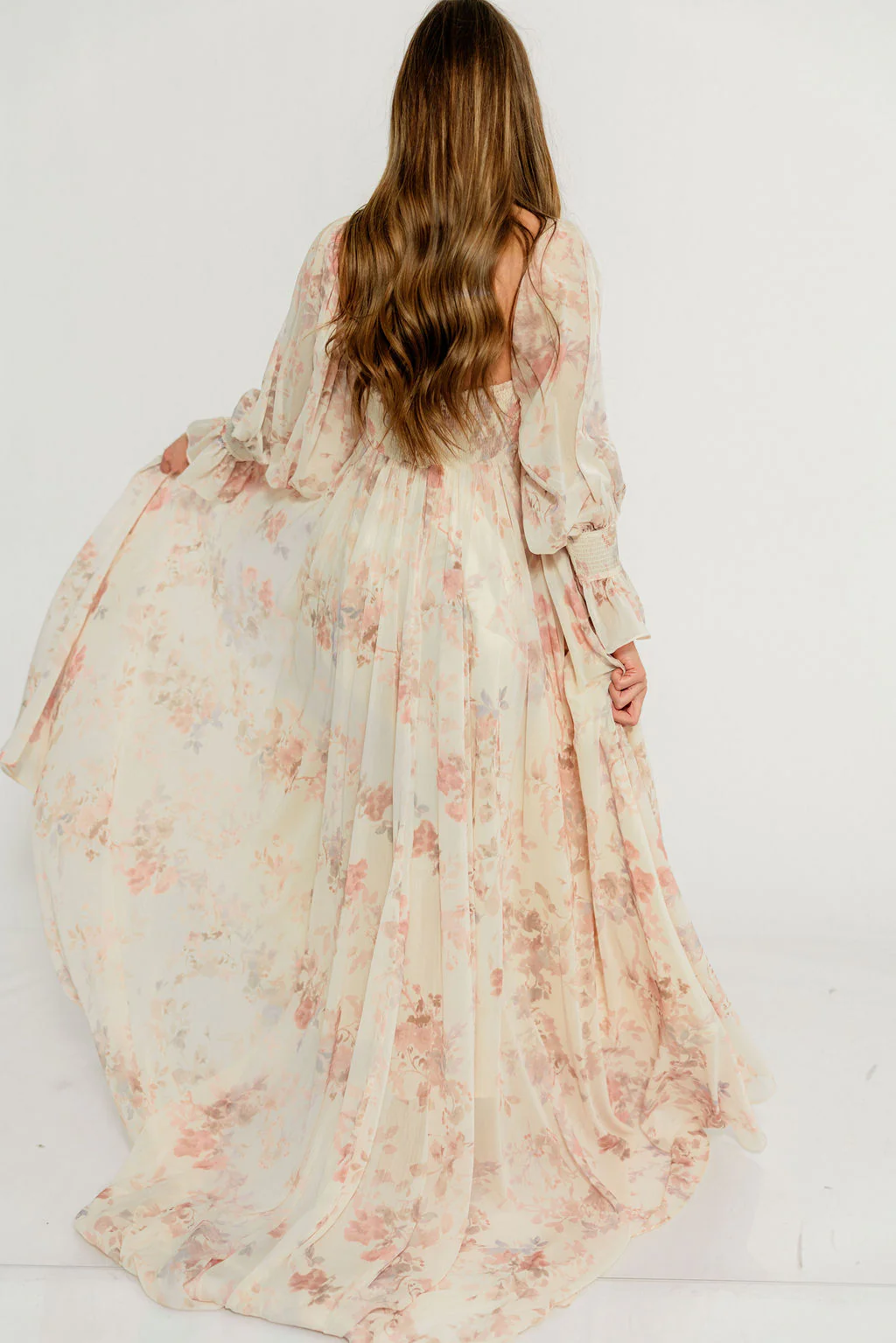 Delilah Maxi Dress with Train in Ivory - Bump Friendly - Image 20