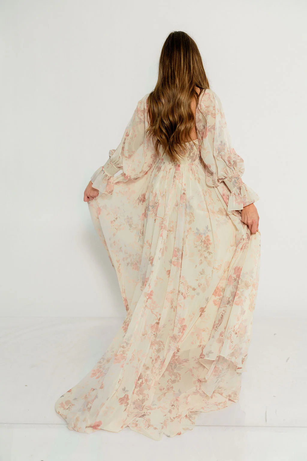 Delilah Maxi Dress with Train in Ivory - Bump Friendly - Image 21