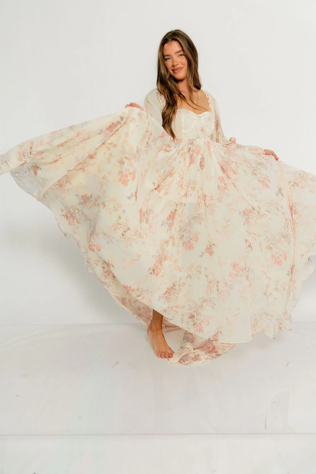 Delilah Maxi Dress with Train in Ivory - Bump Friendly - Image 22