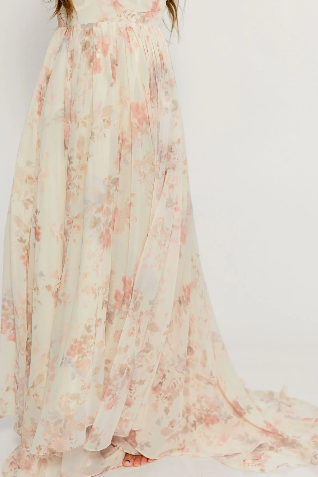 Delilah Maxi Dress with Train in Ivory - Bump Friendly - Image 26