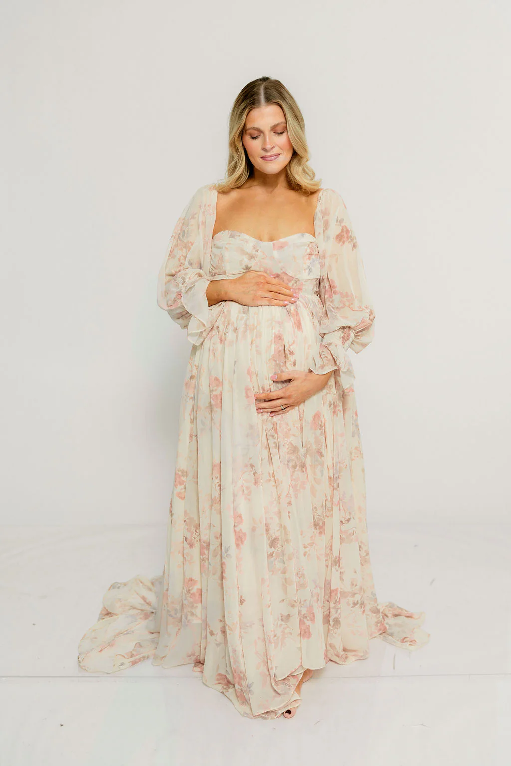 Delilah Maxi Dress with Train in Ivory - Bump Friendly - Image 29