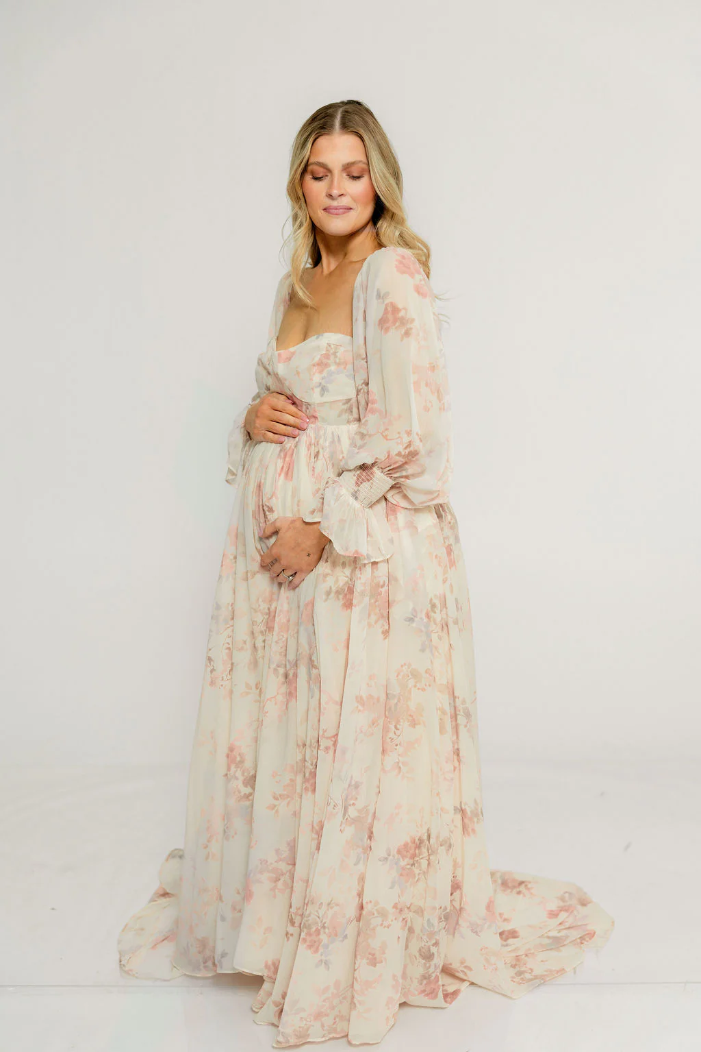 Delilah Maxi Dress with Train in Ivory - Bump Friendly - Image 30