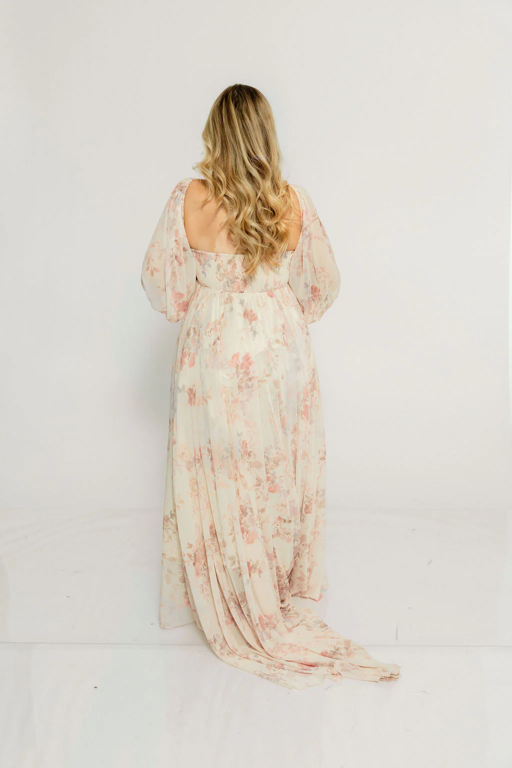 Delilah Maxi Dress with Train in Ivory - Bump Friendly - Image 33