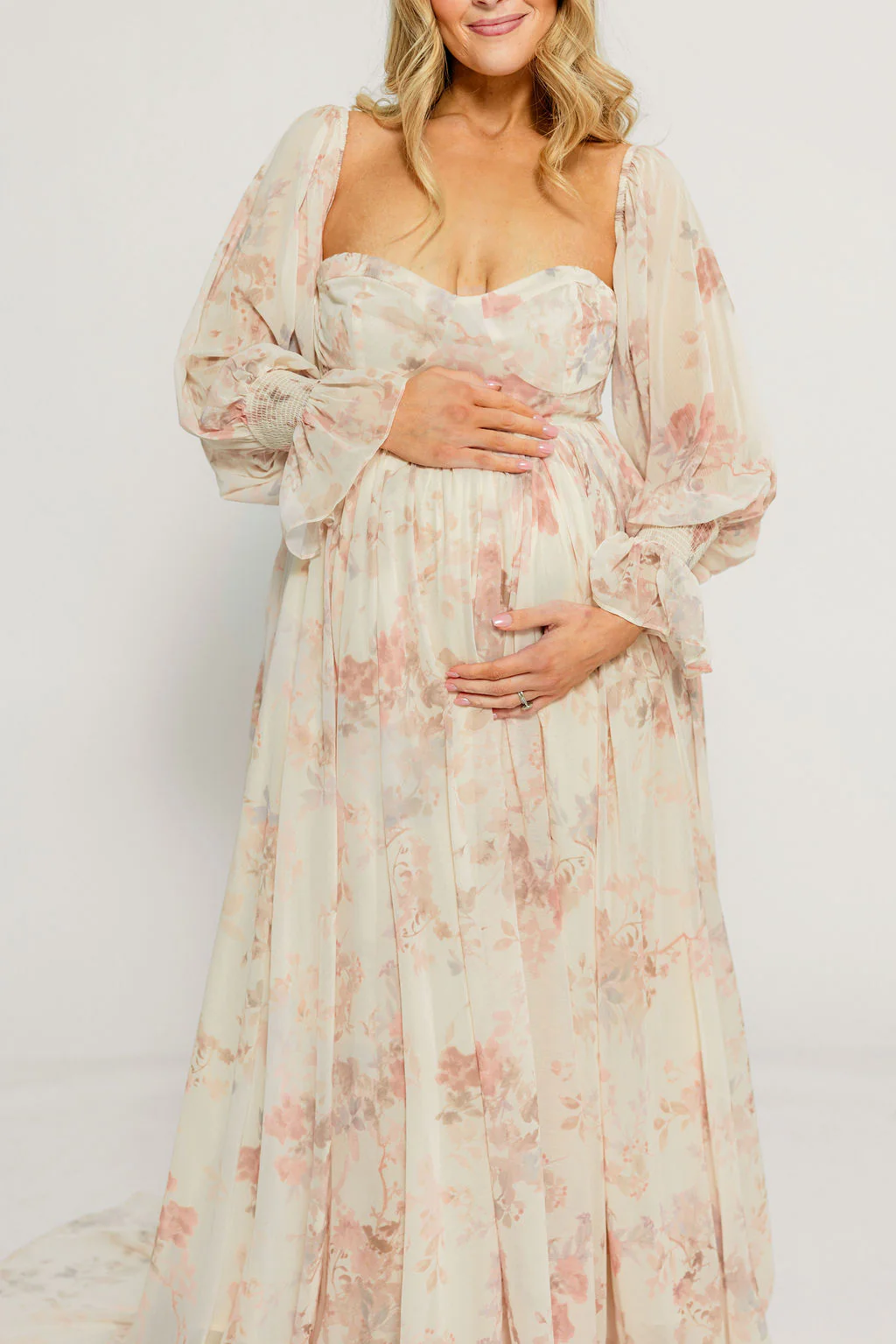 Delilah Maxi Dress with Train in Ivory - Bump Friendly - Image 34