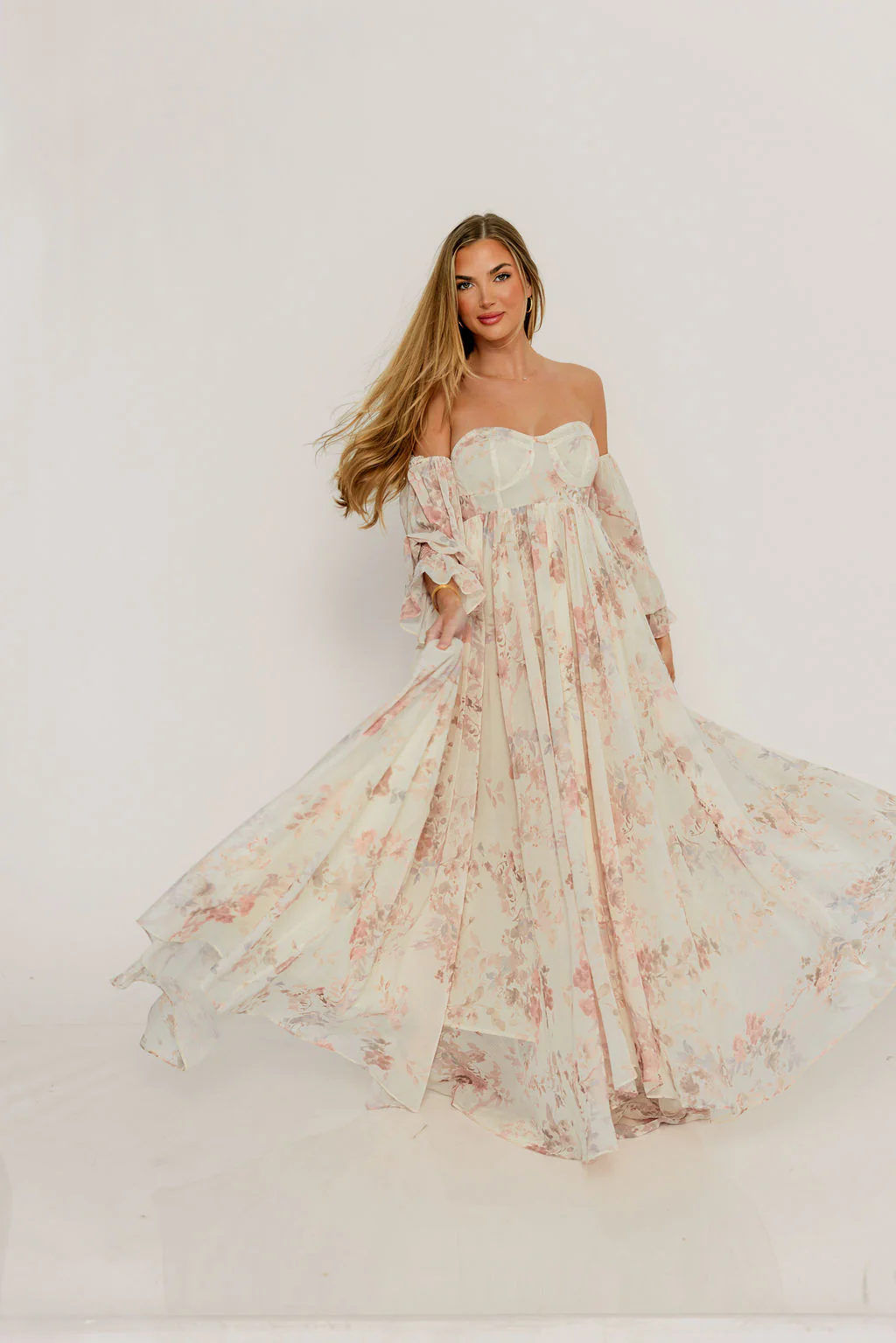 Delilah Maxi Dress with Train in Ivory - Bump Friendly - Image 35