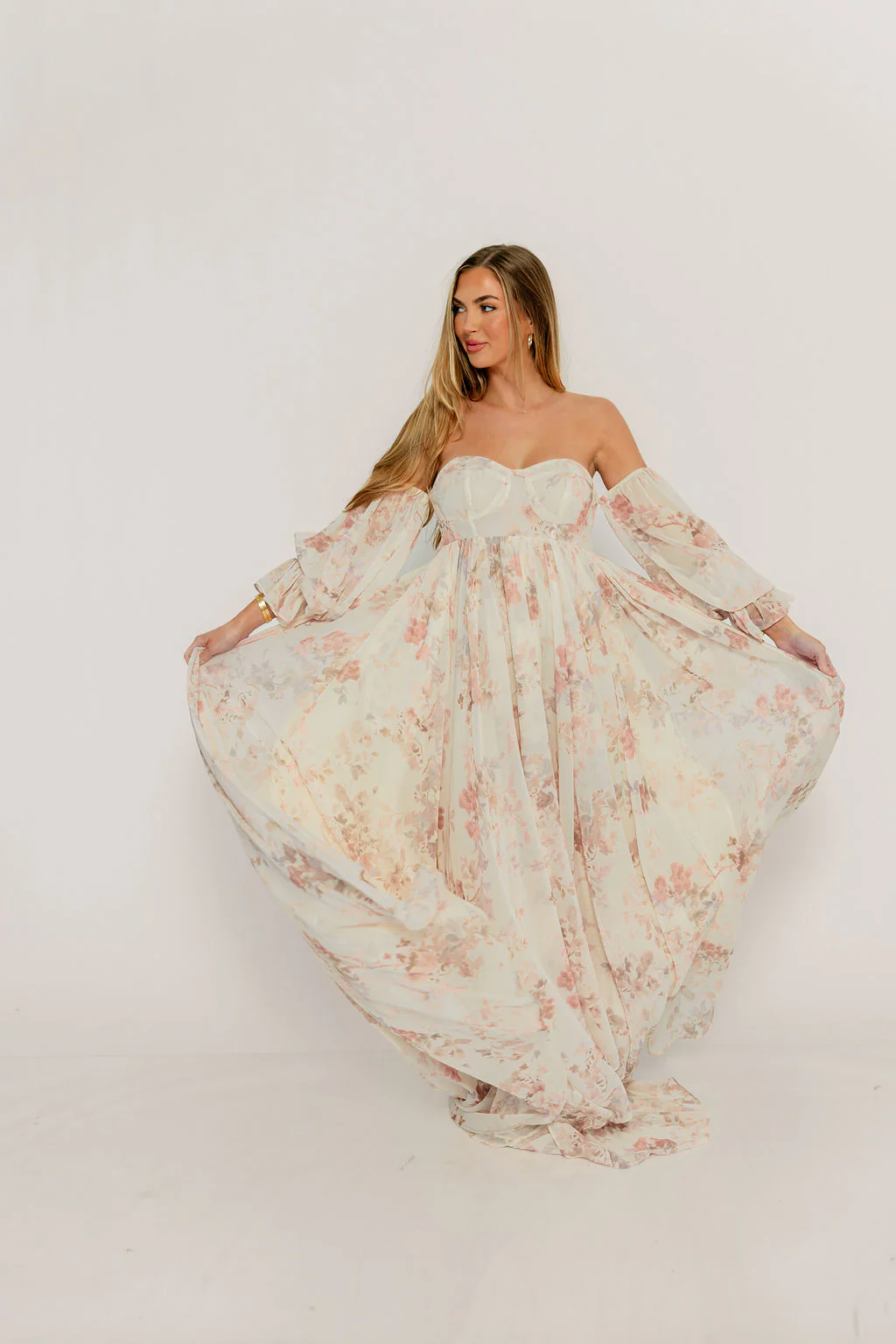 Delilah Maxi Dress with Train in Ivory - Bump Friendly - Image 36
