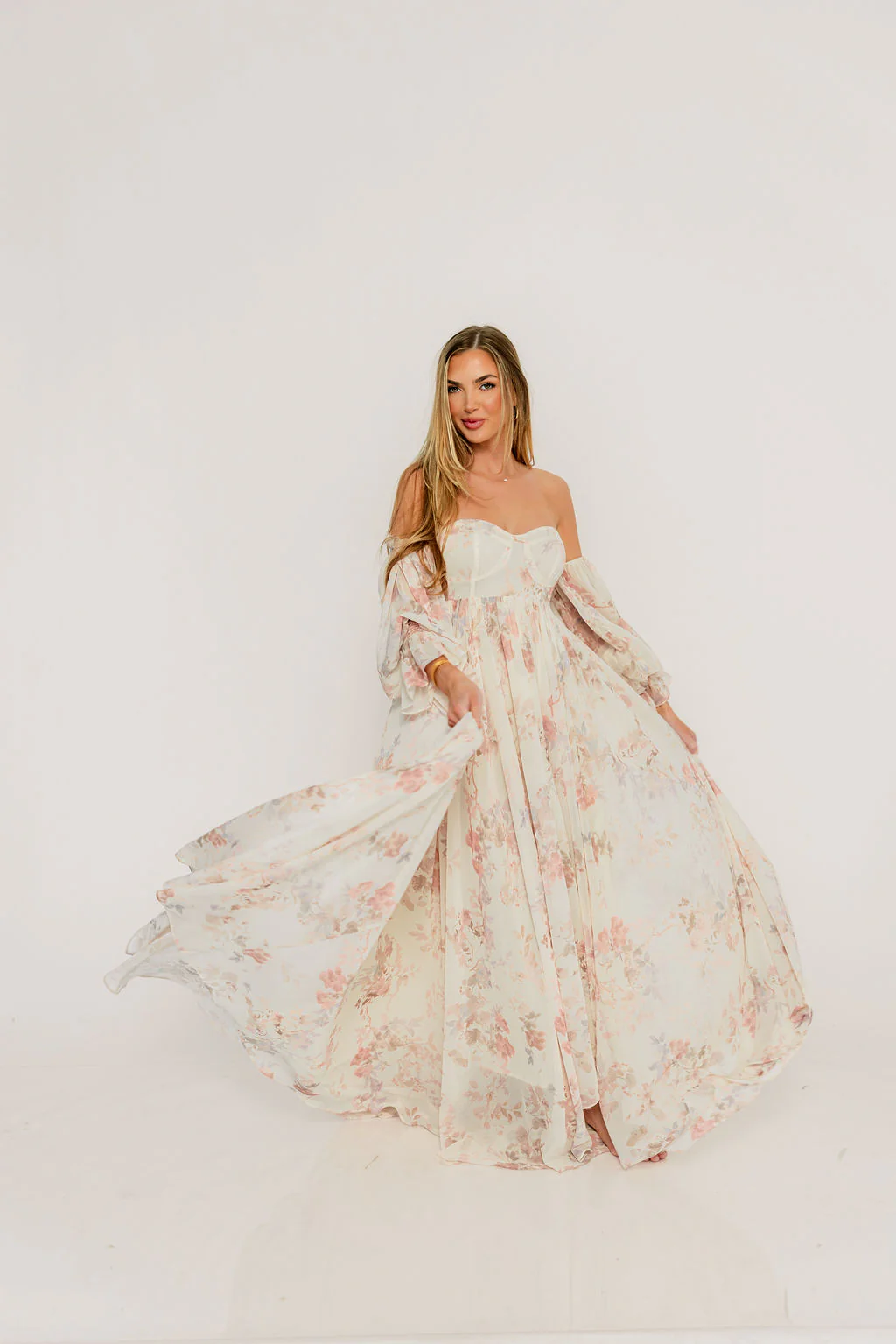 Delilah Maxi Dress with Train in Ivory - Bump Friendly - Image 40