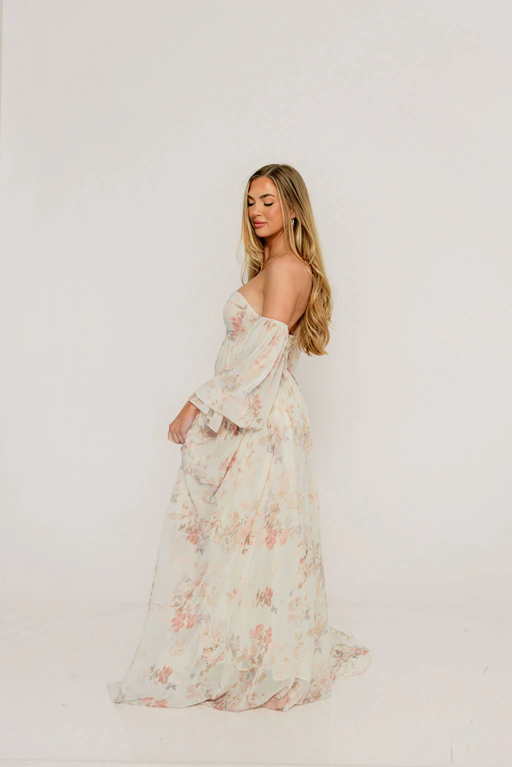 Delilah Maxi Dress with Train in Ivory - Bump Friendly - Image 41