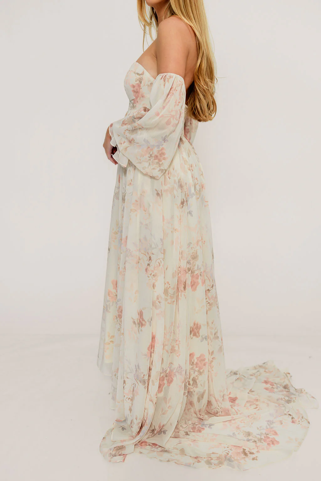 Delilah Maxi Dress with Train in Ivory - Bump Friendly - Image 44