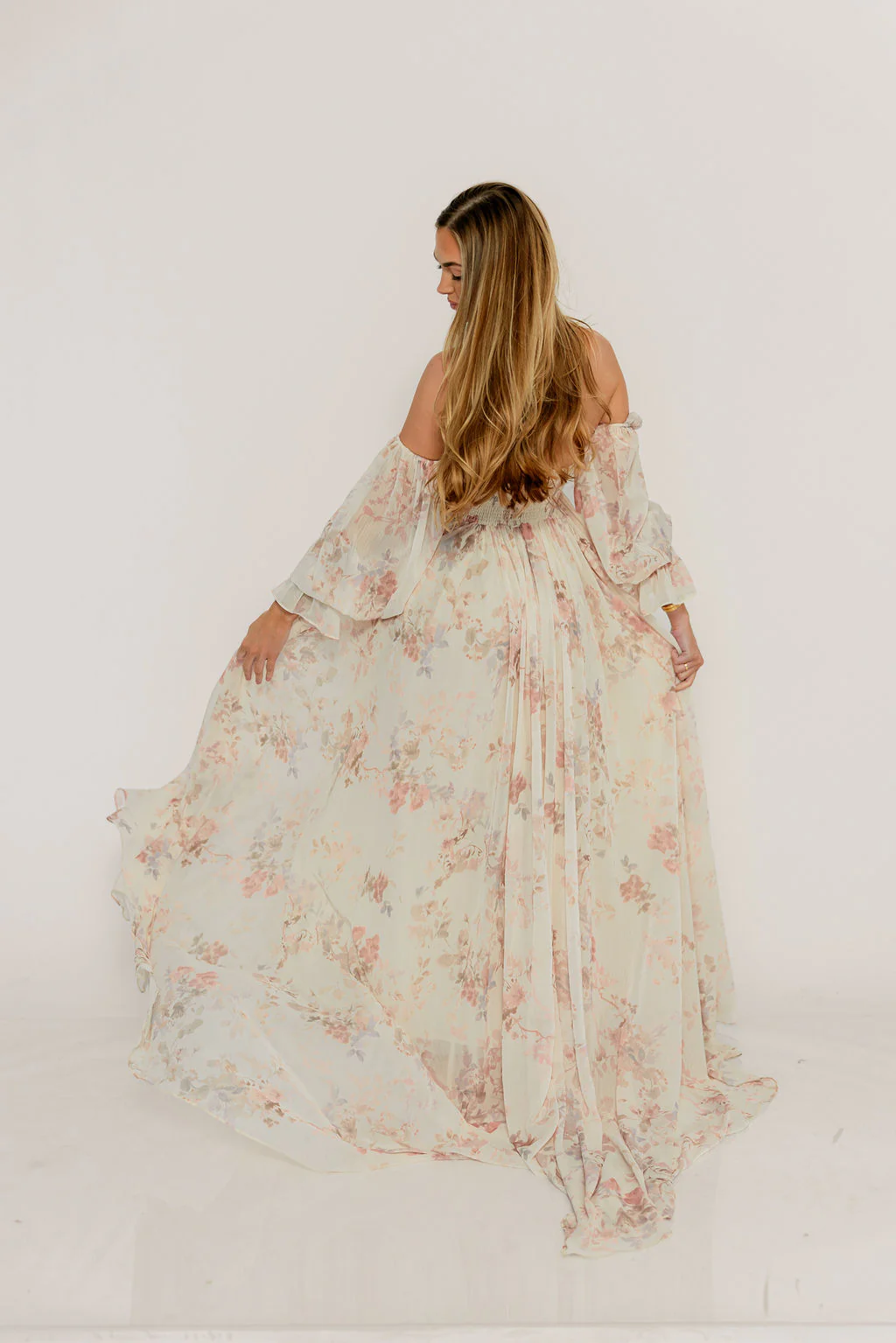 Delilah Maxi Dress with Train in Ivory - Bump Friendly - Image 45