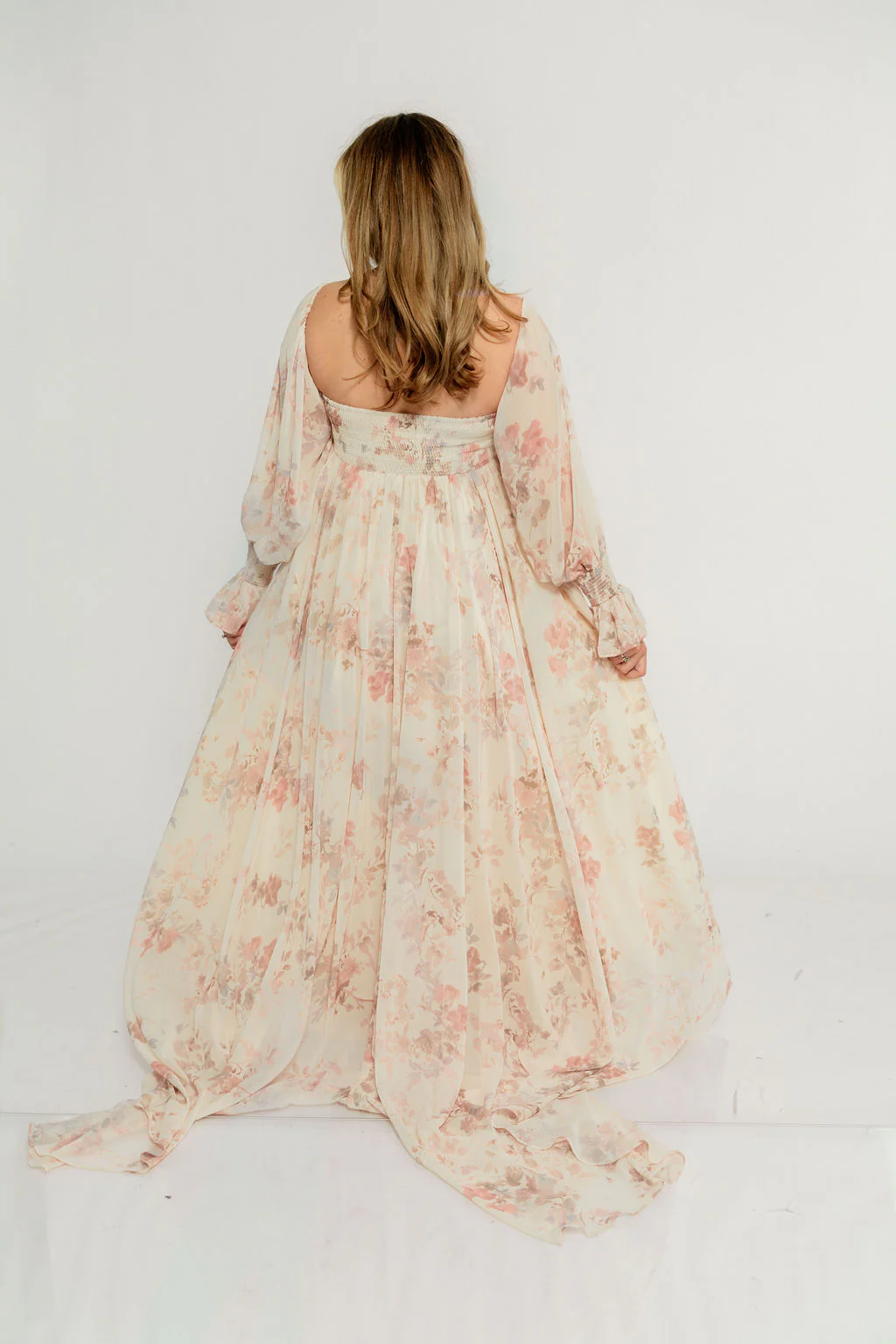 Delilah Maxi Dress with Train in Ivory - Bump Friendly - Image 7