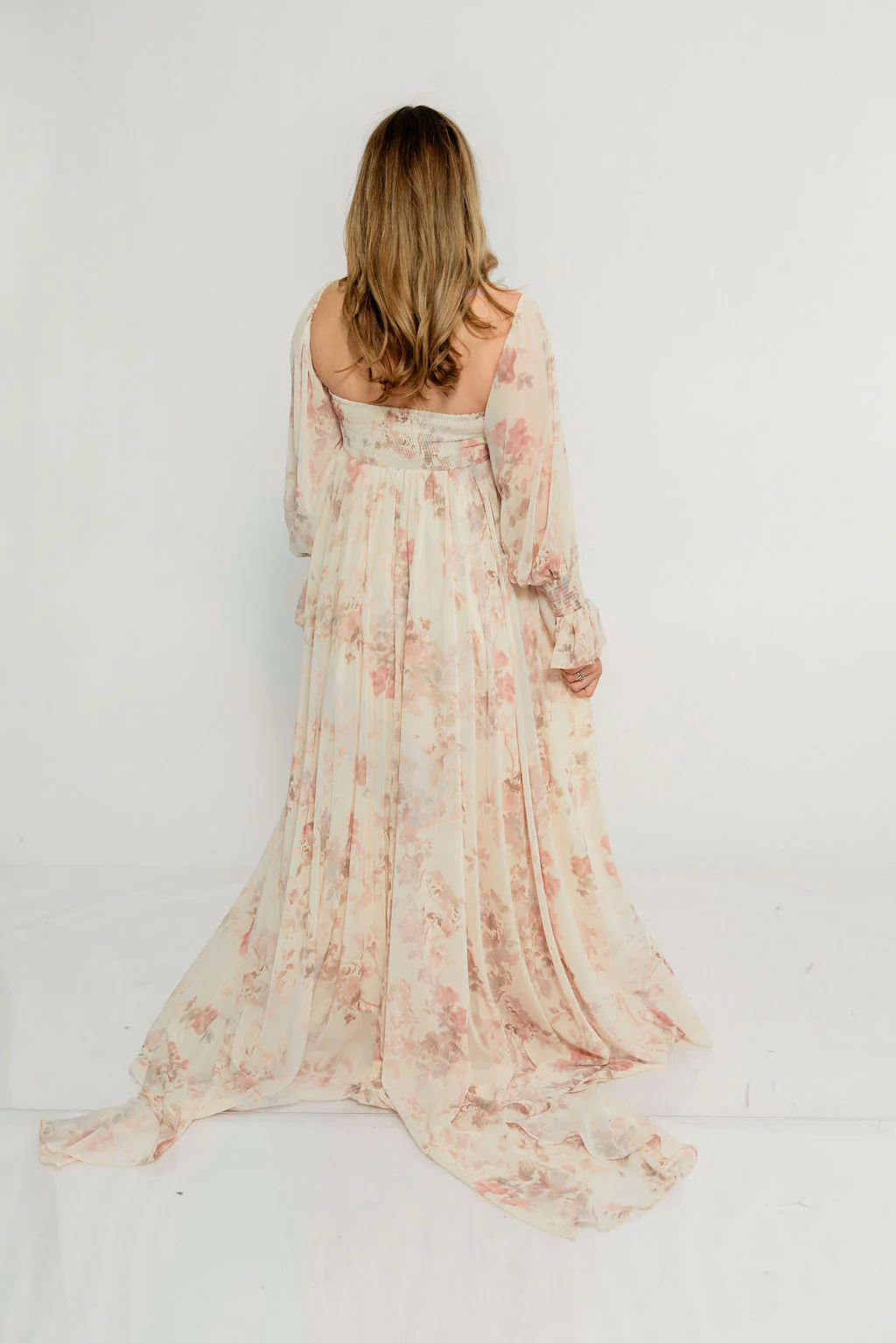 Delilah Maxi Dress with Train in Ivory - Bump Friendly - Image 8