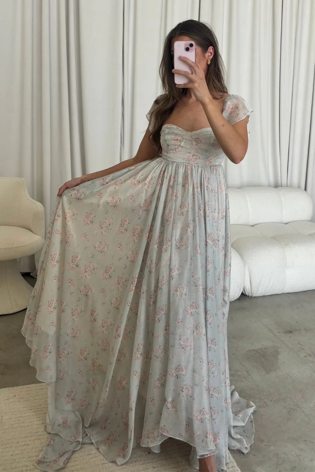 Charleston Maxi Dress in Sage Floral - Bump Friendly - Image 2