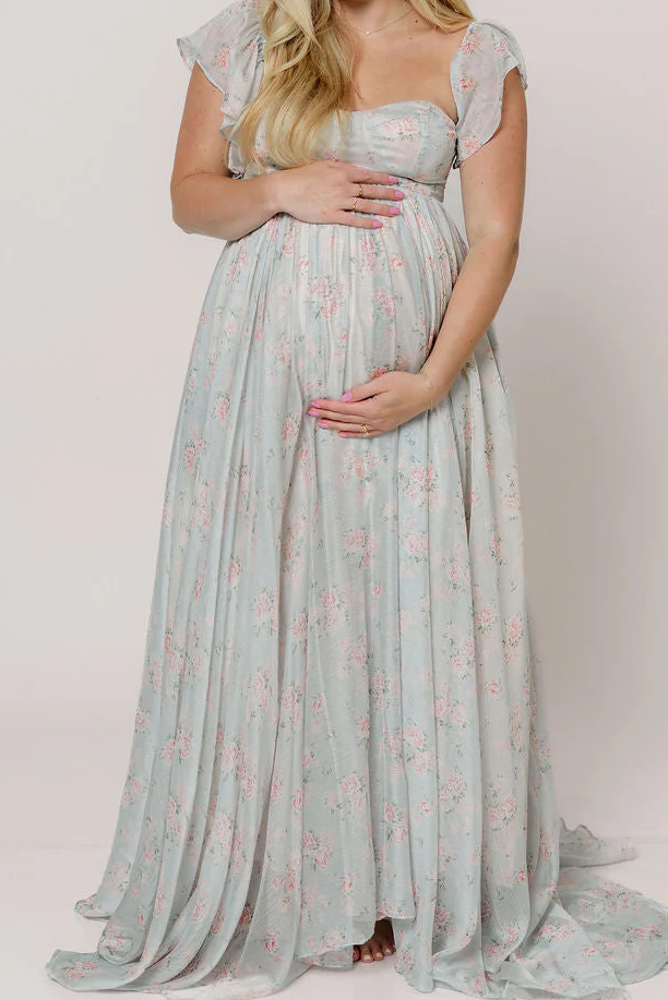 Charleston Maxi Dress in Sage Floral - Bump Friendly - Image 29