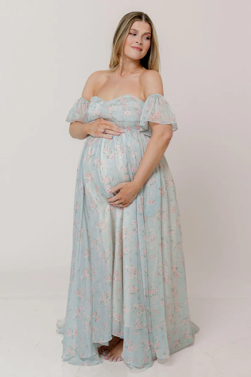 Charleston Maxi Dress in Sage Floral - Bump Friendly - Image 3