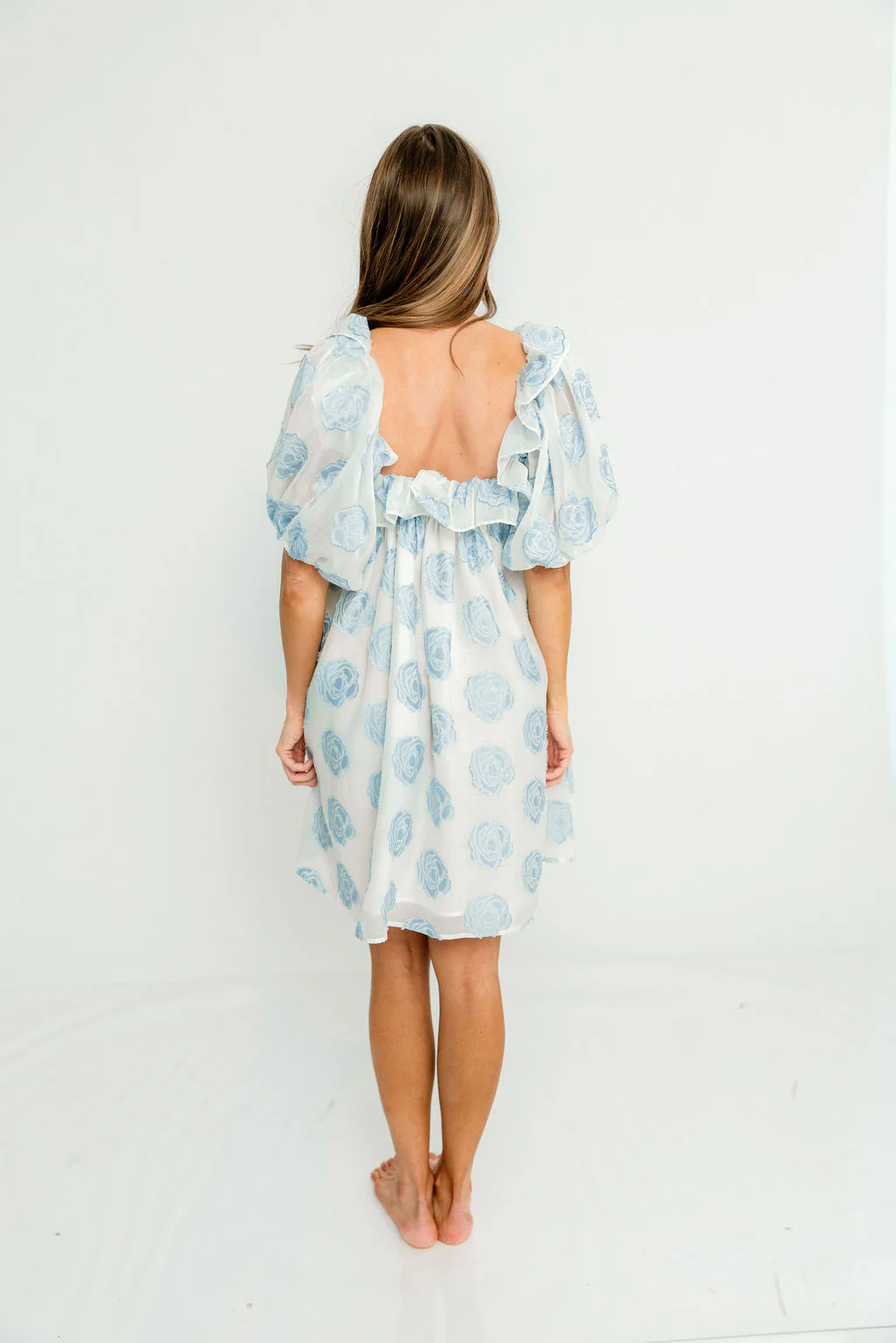 Edith Floral Mini Dress in Blue - Image 9